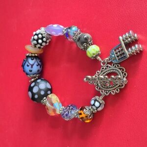 EUC Handmade Bracelet with Large Beads and Cool Toggle Closure